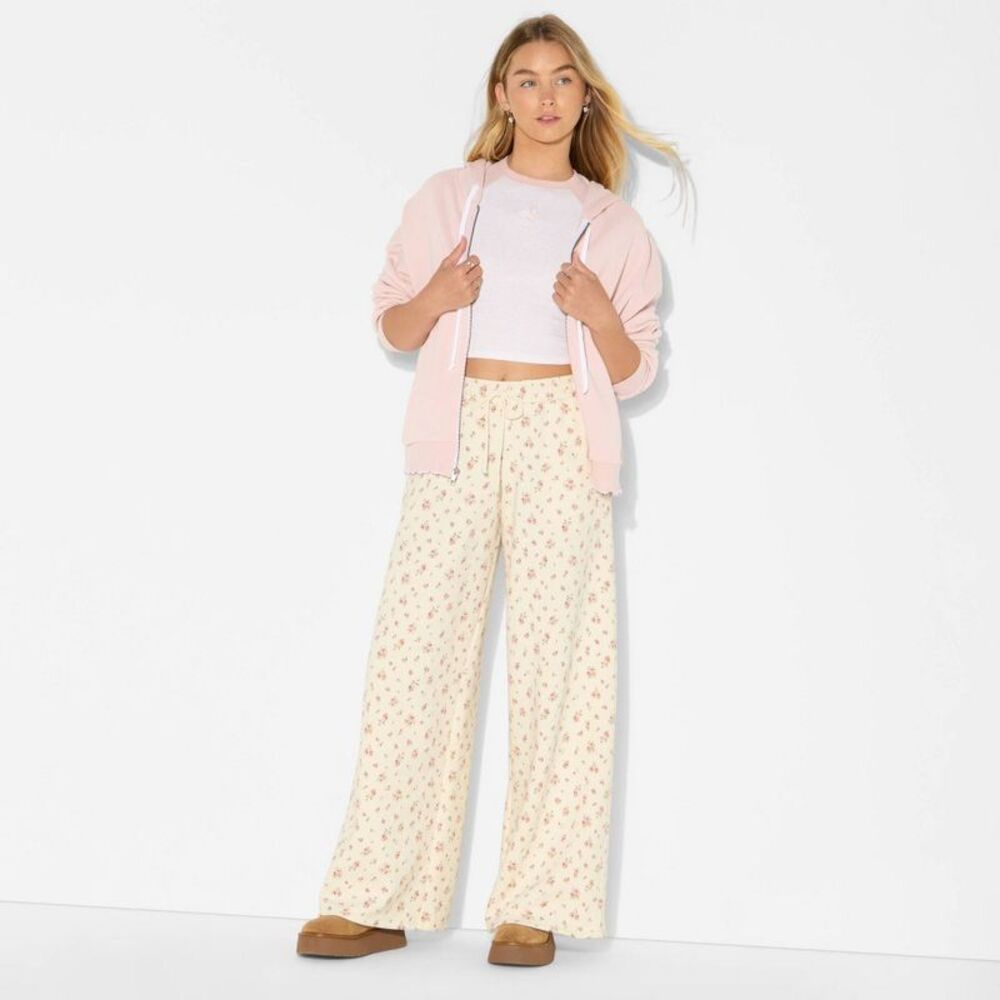wild fable Cream Floral Wide Leg Pants